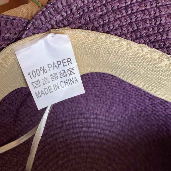 Wide brim straw sun hat with ribbon, EUC - Picture 8 of 11